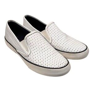 Sperry Top-Sider Sneakers Loafers Womans 9M White Leather Memory Foam Perforated
